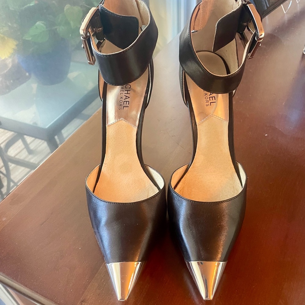 Michael Kors Black Heels with Metallic Accents